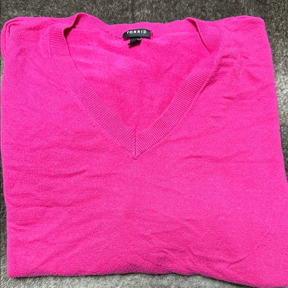Torrid Bright Pink V-Neck women’s Sweater